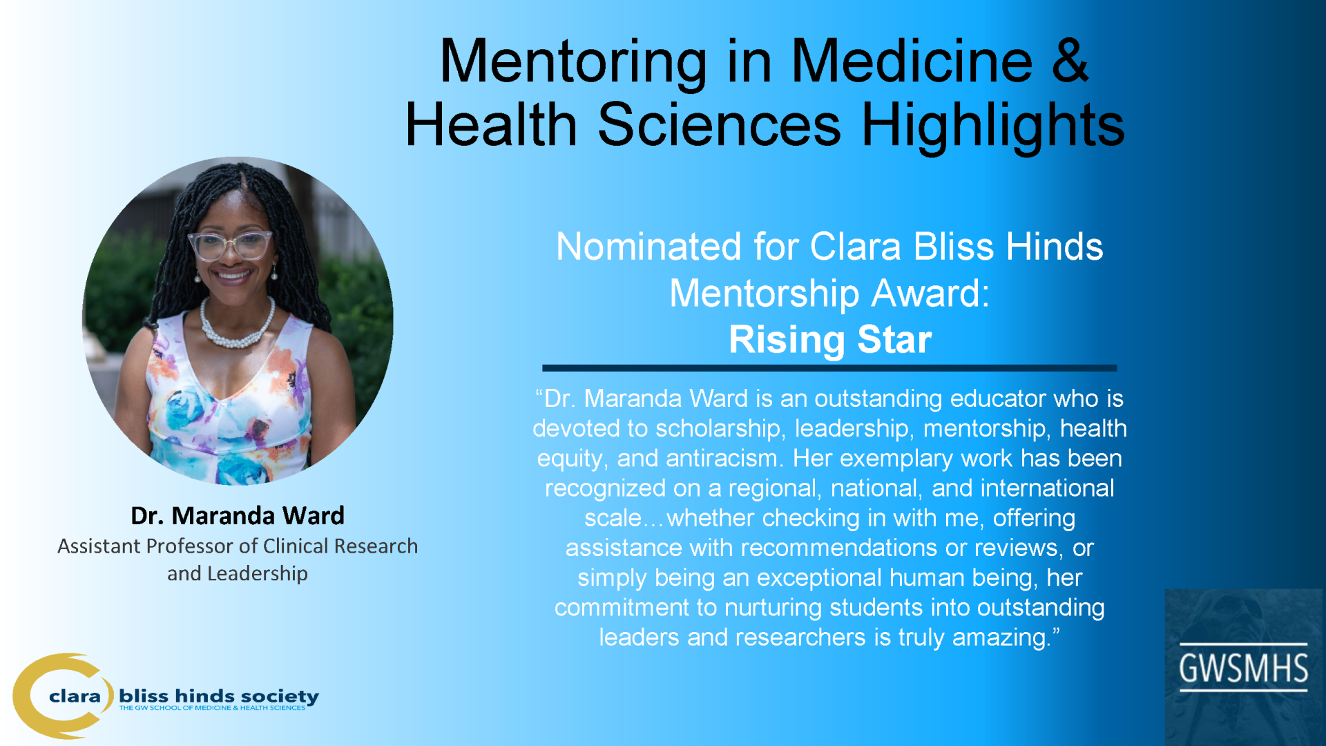 Dr. Maranda Ward, Rising Star Award